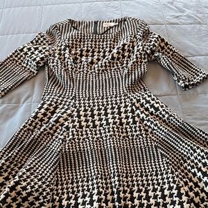 Eliza J Black and Cream Houndstooth Dress